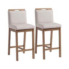 Imagem de Conjunto 2 Banquetas Madeira Maciça Dani Nogueira Tec Algodão