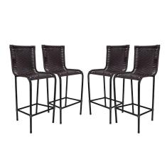 Imagem de Kit 4 Banquetas Alta Diplomata Fibra Sintética Tabaco