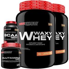 Imagem de KIT 2x Whey Protein Waxy Whey 2kg + Glutamina 300g + BCAA 1800 120 Cápsulas - Bodybuilders (Cappuccino)