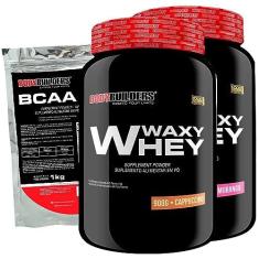 Imagem de KIT 2x Waxy Whey 2kg + BCAA 1kg Tangerina - Bodybuilders (Morango e Cappuccino)