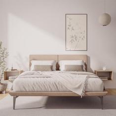 Imagem de CAMA JAPONESA TOQUIO QUEEN COM CABECEIRA ALMOFADA LINHO BEGE