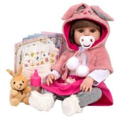 Imagem de Boneca Reborn Realista Menina Coelhinha Enxoval 12 Itens - Cegonha Reb