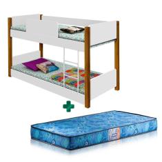 Imagem de Beliche Infantojuvenil Montessoriano Branco Mel Valentina Divaloto Com 2 Colchões Gazin