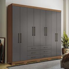 Imagem de Guarda Roupa 8 Pt E 6 Gv Com Pés Havana Master Santos Andirá Jatoba/grafitte