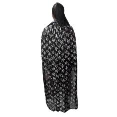 Imagem de Capa Adulto Metalizada Fantasia Halloween Festa Noite Terror Estampa Bruxa Caveira Cosplay Gotico Vampiro Sexta Feira 13