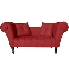 Imagem de Recamier Divã Namoradeira Dubai Capitonê Suede Vermelho - DS Estofados