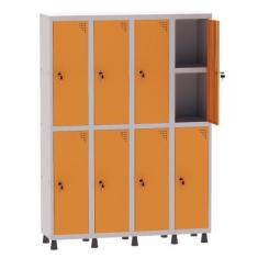 Imagem de Armário Guarda Volume Locker Roupeiro 4 Vãos 08 Portas Com Prateleira 
