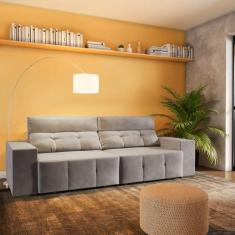 Imagem de Sofá 4 Lugares Retrátil E Reclinável Monti Suede Cinza - Mobly