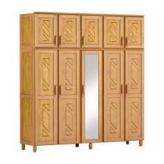 Imagem de Guarda-Roupa Grécia Casal Mel 10 Portas Espelho 3 Gavetas Maleiro Made