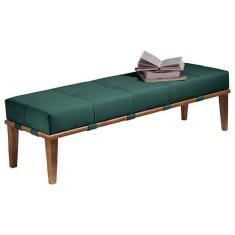 Imagem de Recamier Decorativo 140cm Martínez Veludo Pés Madeira Verde/Mel G62 -