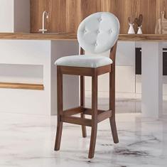 Imagem de Banqueta Alta Estofada com Encosto Florence 113 x 36 Cm Madeira Maciça Linho Bege Cru L71 - RMI