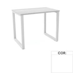 Imagem de Mesa de Escritório Pé Tubular Pe25 em Mdp 90 x 45 cm Branca com Base Branca