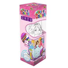 Imagem de Tapete para Pintura Lavável Tapete Mágico Para Colorir e Apagar 50cm e 12 Canetinhas Princesas