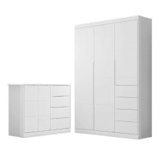 Imagem de Jogo De Quarto Infantil Guarda Roupa E Cômoda Eloá Branco