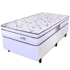 Imagem de Cama Box Solteiro Colchão Molas Ensacadas Com Pillow e Box Courvin Branco 88x188x58cm BF Colchões