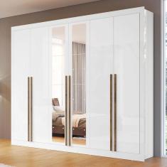 Imagem de Guarda-Roupa Casal Cannes 6 Portas 6 Gavetas com Espelho Branco - Maxel