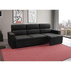 Imagem de Sofá 3 Lugares Retrátil E Reclinável Hanôver Ii Suede Preto 210 Cm