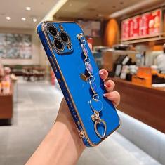 Imagem de Pulseira macia amor coração capa de telefone para iphone 11 12 13 pro max xs x xr 7 8 plus mini se 2020 pára-choques galvanizado capa traseira, azul, para iphone se 2020