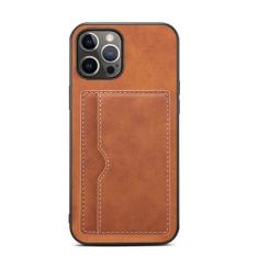 Imagem de Capa carteira de couro fino para iphone 15 pro max 15 plus 14 13 12 11 pro max 13 pro slots de cartão capa traseira, marrom, para iphone 12 mini