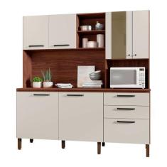 Imagem de Armário De Cozinha Compacta 6 Portas E 3 Gavetas 182 Cm Megan Nogueira