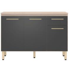 Imagem de Balcão Para Cozinha 3 Portas 1 Gaveta 120 Cm Sandra Avena-grafito