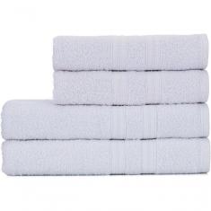 Imagem de Jogo De Toalhas De Banho 4 Peças 100% Algodão Alta Absorção (2 Banho + 2 Rosto ) Padrão Hotel/pousada - Branca