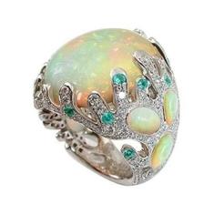Imagem de MuYiYi11 Anel de noiva, anel de dedo feminino multicolorido, oval, pedra da lua artificial, flor esculpida