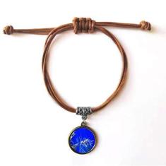 Imagem de DIYthinker Pulseira de couro com corda de crocodilo azul água-profunda oceano pulseira marrom joia presente