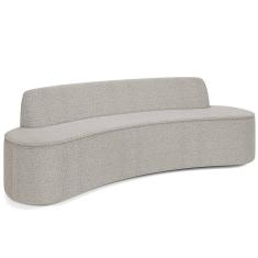 Imagem de Sofá 4 Lugares Curvo Sala De Estar Living Cancún D02 Bouclê Bege 260 Cm B-62