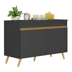 Imagem de Balcão Cozinha Gabinete Pia 120cm 2 Portas Veneza Multimóveis V3738 Preto/dourado