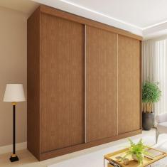 Imagem de Guarda-roupa Casal Cronos 3 Portas De Correr 4 Gavetas Carvalho - Minastex