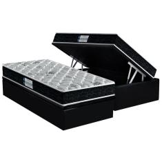 Imagem de Cama Box Baú Solteiro: Colchão Ortopédico Probel D45 / ep Firmepedic ProDormir Advanced Tech2000 + Base crc Suede Black(88x188)