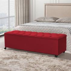 Imagem de Recamier Baú Com Rodízios Cancun 1,83M Veludo Vermelho  - Villa Casa D