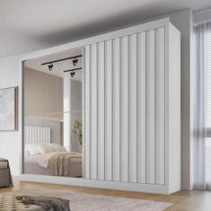 Imagem de Guarda Roupa com Espelho 2 Portas 4 Gavetas - Atlanta-Branco Acetinado - Made Marcs