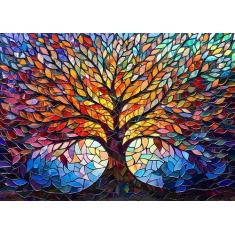 Imagem de Quebra-cabeça PICKFORU Stained Glass Tree of Life 1000 peças