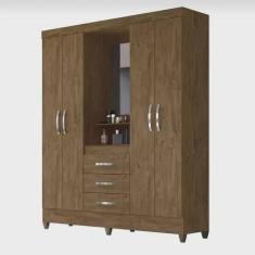 Imagem de Guarda Roupa 4 Portas, 3 Gavetas; 1,65 m Com Espelho Castanho; Moval Capri (831331.3)