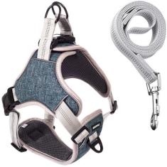 Imagem de Coleira Peitoral Antipux o Comfort Azul Com Guia De Passeio G