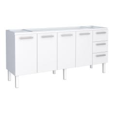 Imagem de Gabinete de Cozinha Para Pia 200 em Aço Vênus 3 Gavetas Branco - Cozimax