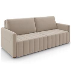 Imagem de Sofá Cama Retrátil Para Sala De Estar 192cm Porthos M03 Veludo Bege -