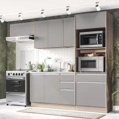 Imagem de Cozinha Completa 4 Módulos 8 Portas 4 Gavetas Campanele Politorno Castanho/Cinza
