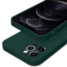 Imagem de Capa de telefone neon de silicone líquido quadrado para iPhone 11 14 13 12 Pro Max Xs Xr X 7 8 Plus Capa de proteção de lente completa, verde escuro, para iPhone 11