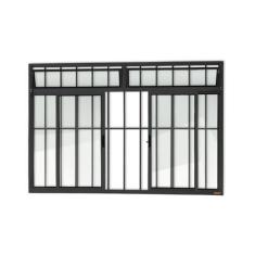 Imagem de Janela Plus 4 Folhas Com Bandeira E Grade Vidro Liso 120cm X 200cm Bri