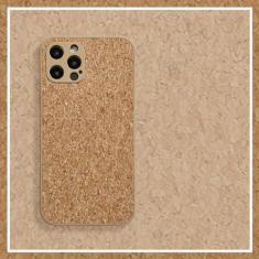 Imagem de Capa de telefone respirável de madeira de cortiça para iPhone 15 14 12 11 13 Pro Max Mini XS XR X 6 7 8 Plus SE Capa de silicone macio, cáqui, para iPhone XS Max