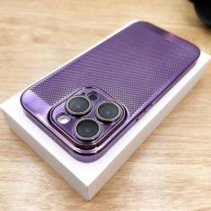 Imagem de Capa de resfriamento de malha de dissipação de calor respirável revestida para iPhone 15 14 13 12 11 Pro Max Plus Capa rígida ultrafina para PC, roxa, para iphone 15 Plus