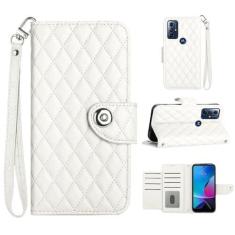 Imagem de Para Motorola Moto G Pure 2021, capa carteira com alça de pulso, capa flip de couro com fecho magnético com 7 cartões e 1 compartimento para dinheiro, suporte feminino presente capa de telefone para
