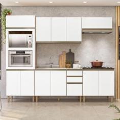 Imagem de Cozinha Completa Angela 11 Portas 3 Gavetas 100% Mdf Carvalho Tok/branco Uv