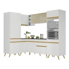 Imagem de Armário de Cozinha Completa de Canto Veneza Multimóveis V2049 Branco/dourado