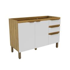 Imagem de Balcão de Cozinha Magnólia sem Tampo 2 pt 3 gv Mel e Branco