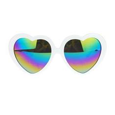Imagem de Óculos de sol feminino espelhado Rusta com armação de plástico em formato de coração, , One Size