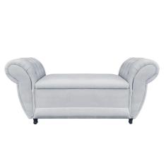 Imagem de Recamier Com Baú Grécia Namoradeira Calçadeira Suede Cinza